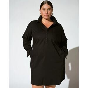 UNIVERSAL STANDARD Stretch Poplin Rubicon Shirtdress Black Size 4XL Womens 38-40
